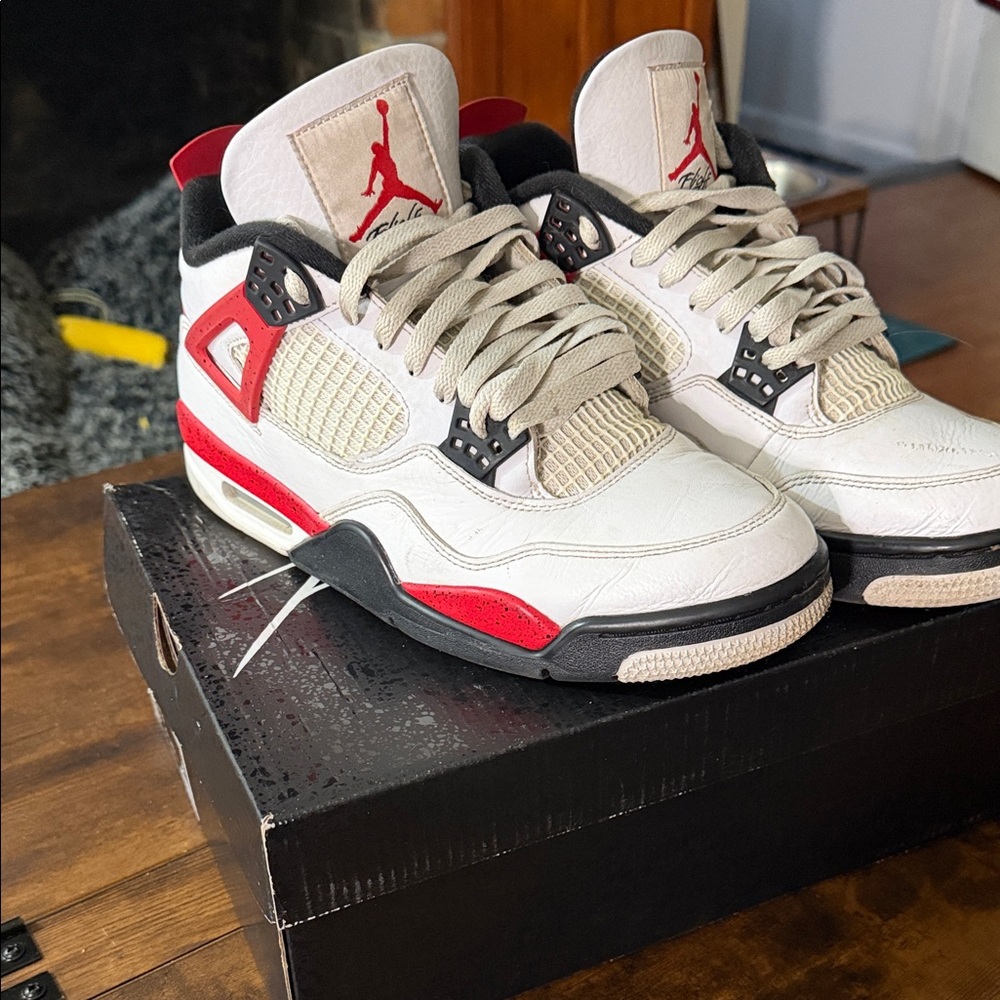 Jordan Retro Sneakers in White and Red